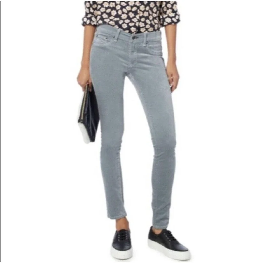 NWT Rag & Bone Skinny Jeans, Steel Blue Velvet, Size 25 - Picture 1 of 11